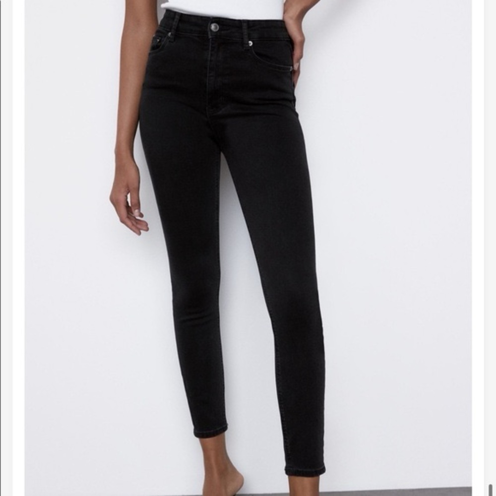 Zara High-Waist Black Skinny Jeans Women's Size 8